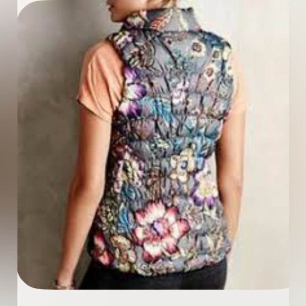 Anthropologie Pure + Good Floral Puffer Vest size Small